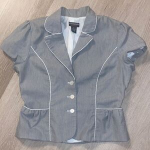 Essentials Gray Pinstripe Short Sleeve Blazer